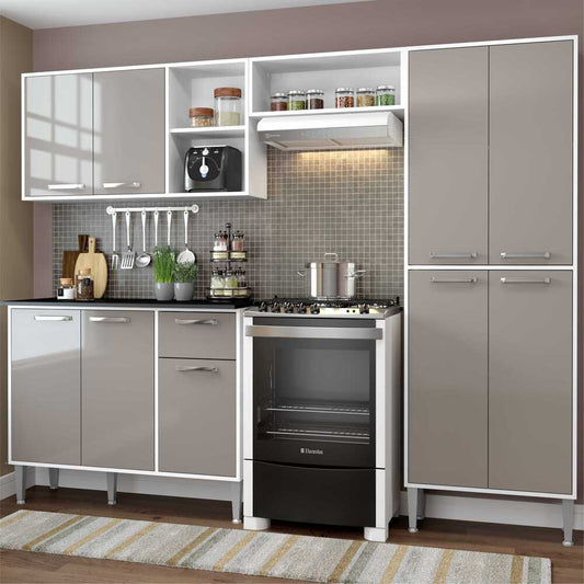 Armário De Cozinha Compacta Xangai Plus Multimóveis Branco/Fumê