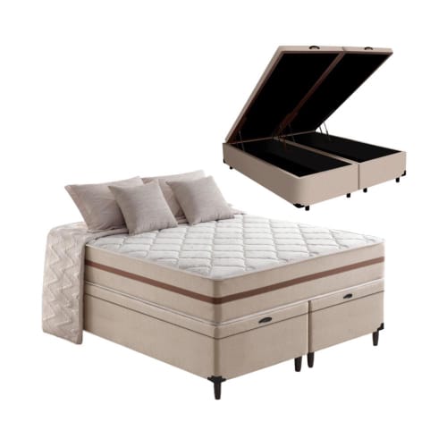 Cama box com Baú King + Colchão