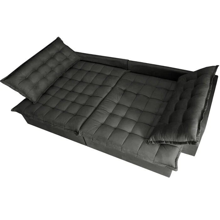 Sofá Retrátil Reclinável e Cama 2,35m Cama inBox Flex Suede Velusoft Cinza