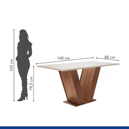 Conjunto Sala de Jantar Mesa Tampo de Vidro 6 Cadeiras Espanha Yescasa Chocolate/Off White/Animale Marrom