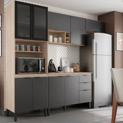 Cozinha Completa Firenze 10 Portas 2 Gavetas Avena Touch/Grafito - Demóbile